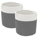 Vidaxl paniers de rangement 2 pcs gris et blanc 28x28 cm coton