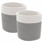 Vidaxl paniers de rangement 2 pcs gris et blanc Ø28x28 cm coton Vidaxl paniers de rangement 2 pcs gris et blanc Ø28x28 cm coton