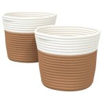Vidaxl paniers de rangement 2 pcs marron et blanc �24x18 cm coton