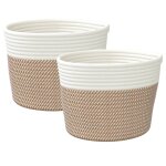 Vidaxl paniers de rangement 2 pcs marron et blanc 24x18 cm coton