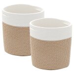 Vidaxl paniers de rangement 2 pcs marron et blanc 28x28 cm coton
