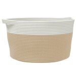 Vidaxl panier de rangement beige et blanc 40x25 cm coton