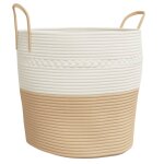 Vidaxl panier de rangement beige et blanc Ø43x38 cm coton Vidaxl panier de rangement beige et blanc Ø43x38 cm coton
