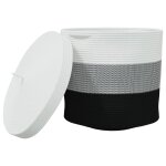 Vidaxl panier de rangement avec couvercle blanc et noir �40x35cm coton