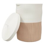 Vidaxl panier de rangement et couvercle marron et blanc �37x50cm coton