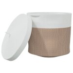 Vidaxl panier de rangement et couvercle marron et blanc 40x35cm coton