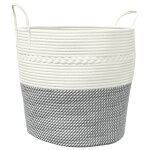 Vidaxl panier de rangement gris et blanc 43x38 cm coton