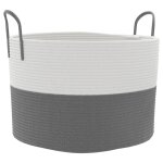 Vidaxl panier de rangement gris et blanc 51x33 cm coton