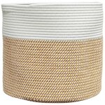 Vidaxl panier de rangement marron et blanc 40x35 cm coton