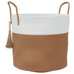 Vidaxl panier de rangement marron et blanc 40x35 cm coton