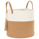 Vidaxl panier de rangement marron et blanc �40x35 cm coton