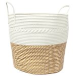 Vidaxl panier de rangement marron et blanc �43x38 cm coton