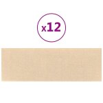 Vidaxl panneaux muraux 12 pcs crme 90x30 cm tissu 3, 24 m