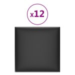 Vidaxl panneaux muraux 12 pcs noir 30x30 cm similicuir 1, 08 m
