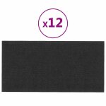 Vidaxl panneaux muraux 12 pcs noir 60x30 cm tissu 2, 16 m
