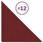 Vidaxl panneaux muraux 12 pcs rouge bordeaux 30x30 cm tissu 0, 54 m