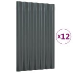 Vidaxl panneaux de toit 12 pcs acier galvanis� anthracite 60x36 cm