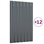 Vidaxl panneaux de toit 12 pcs acier galvanis� anthracite 60x36 cm