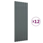 Vidaxl panneaux de toiture 12 pcs acier galvanis� anthracite 100x36 cm