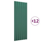 Vidaxl panneaux de toiture 12 pcs acier galvanis vert 100x36cm