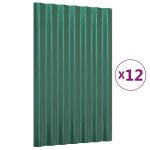 Vidaxl panneaux de toiture 12 pcs acier galvanis vert 60x36 cm