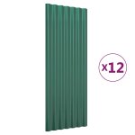 Vidaxl panneaux de toiture 12 pcs acier galvanis� vert 100x36cm