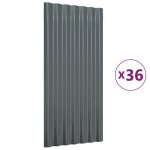 Vidaxl panneaux de toiture 36 pcs acier galvanis anthracite 80x36 cm