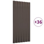 Vidaxl panneaux de toiture 36 pcs acier galvanis brun 80x36 cm