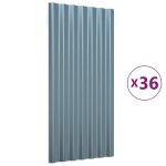Vidaxl panneaux de toiture 36 pcs acier galvanis gris 80x36 cm