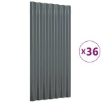 Vidaxl panneaux de toiture 36 pcs acier galvanis� anthracite 80x36 cm