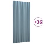 Vidaxl panneaux de toiture 36 pcs acier galvanis� gris 80x36 cm