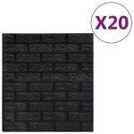 Vidaxl papier peint 3d autoadh�sif briques 20 pcs noir