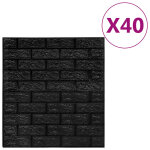 Vidaxl papier peint 3d autoadh�sif briques 40 pcs noir