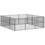 Vidaxl parc pour chien 12 panneaux noir acier galvanis