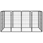 Vidaxl parc pour chien 12panneaux noir 50x100cm acier enduit de poudre