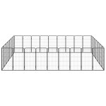Vidaxl parc pour chien 32panneaux noir 50x100cm acier enduit de poudre