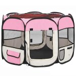 Vidaxl parc pour chiens pliable avec sac de transport rose 90x90x58 cm