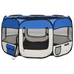 Vidaxl parc pliable pour chien avec sac de transport bleu 125x125x61cm