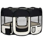 Vidaxl parc pliable pour chien avec sac de transport noir 125x125x61cm