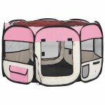 Vidaxl parc pliable pour chien avec sac de transport rose 110x110x58cm