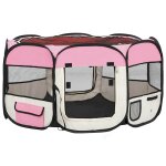 Vidaxl parc pliable pour chien avec sac de transport rose 125x125x61cm