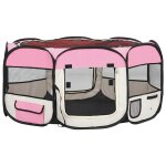 Vidaxl parc pliable pour chien avec sac de transport rose 145x145x61cm