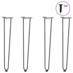 Vidaxl pieds en �pingle � cheveux pour consoles lot de 4 naturel 72 cm