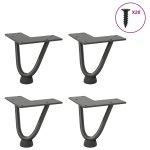 Vidaxl pieds en �pingle � cheveux pour table basse 4 pi�ces anthracite 10 cm acier massif