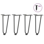 Vidaxl pieds en �pingle � cheveux pour table basse 4 pi�ces anthracite 30 cm acier massif