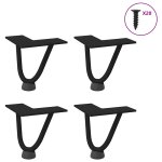 Vidaxl pieds en �pingle � cheveux pour table basse 4 pi�ces noir 10 cm