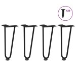 Vidaxl pieds en �pingle � cheveux pour table basse 4 pi�ces noir 30 cm