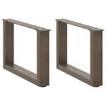 Vidaxl pieds de table basse en u, 2 pi�ces, acier naturel, 50 x (30 - 31) cm