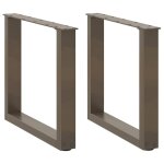 Vidaxl pieds de table basse en u, 2 pi�ces, acier naturel, 50 x (42 - 43) cm