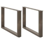 Vidaxl pieds de table basse en u, 2 pi�ces, acier naturel, 60 x (42 - 43) cm